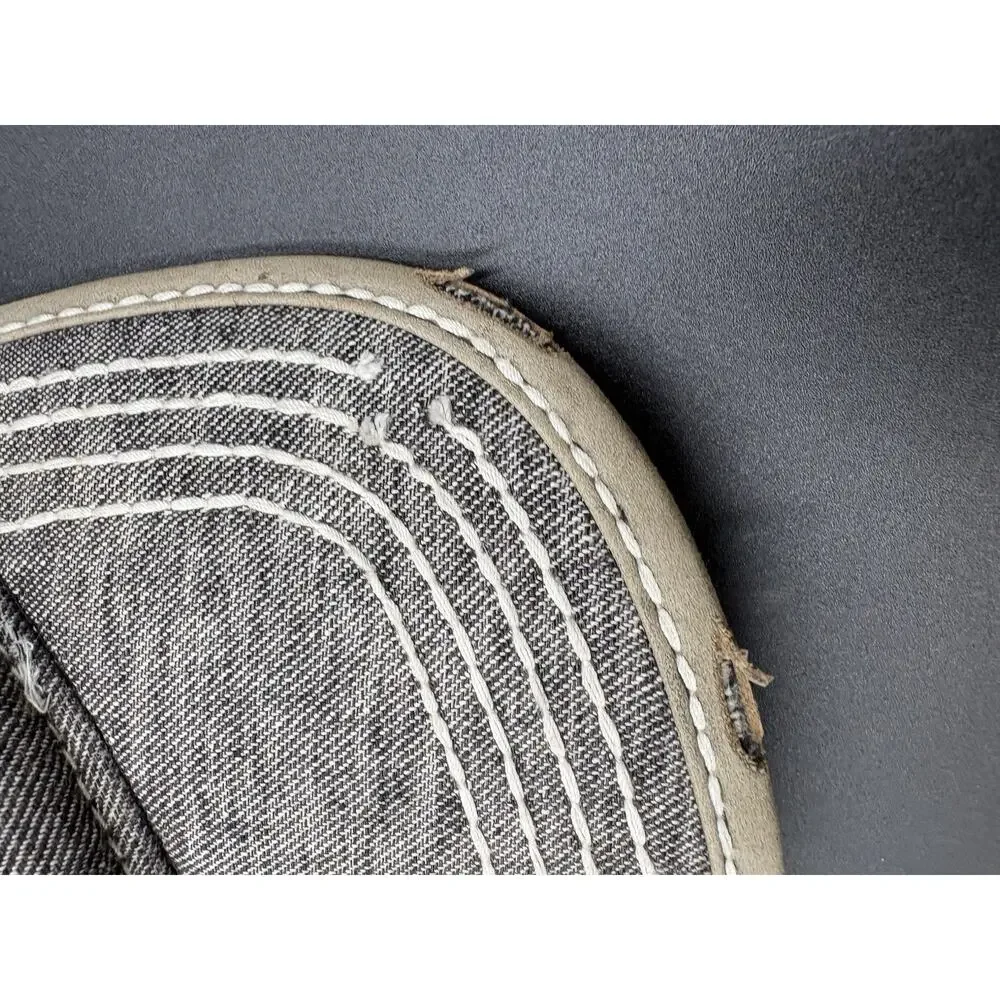 TRUE RELIGION Vtg Distressed Grey Leather Strap With Visor Thrd Stitches Hat